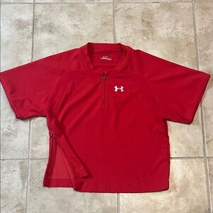 Under Armour Red Baseball Quarter-Zip Top size youth small